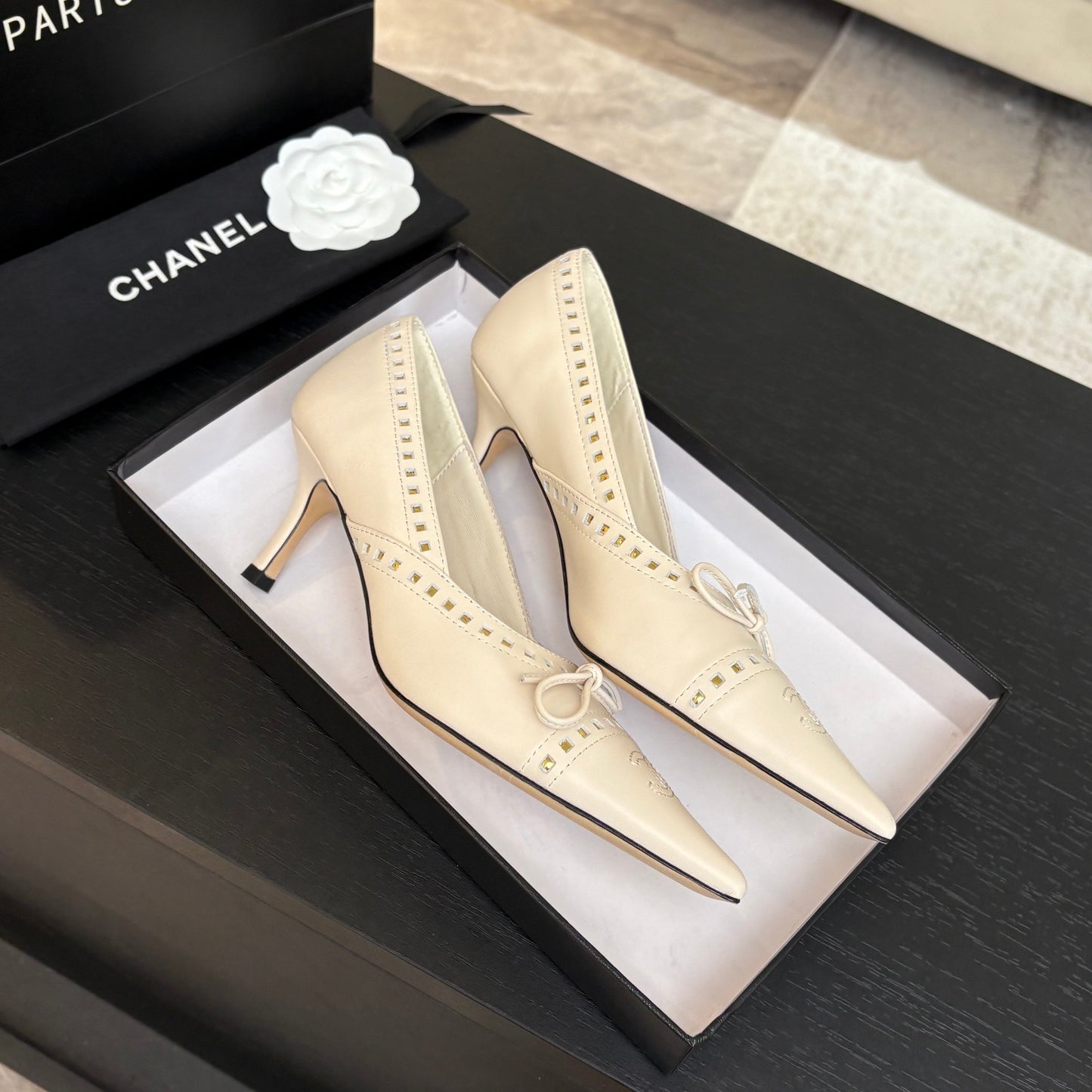 Chanel Elegant Turnlock Leather Loafers