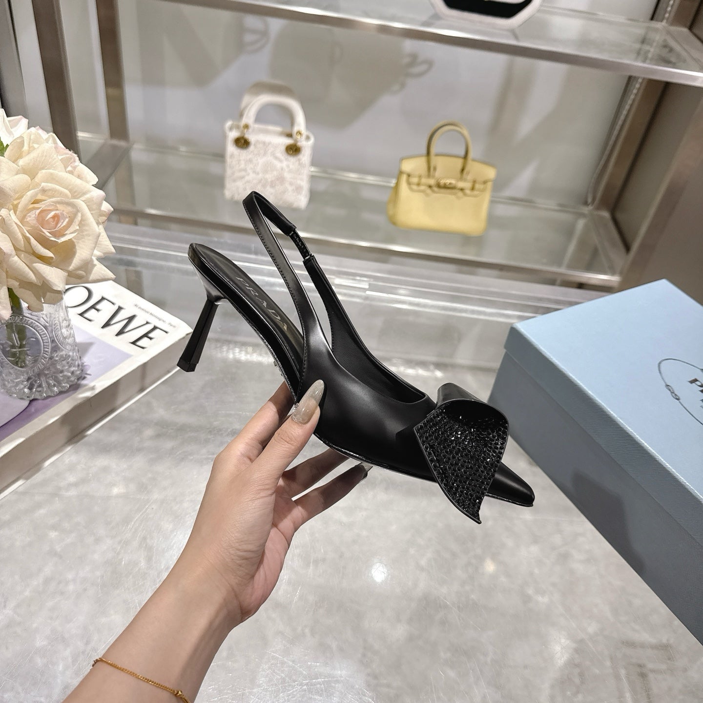 Prada Opulent Chain-Embellished Leather Loafers