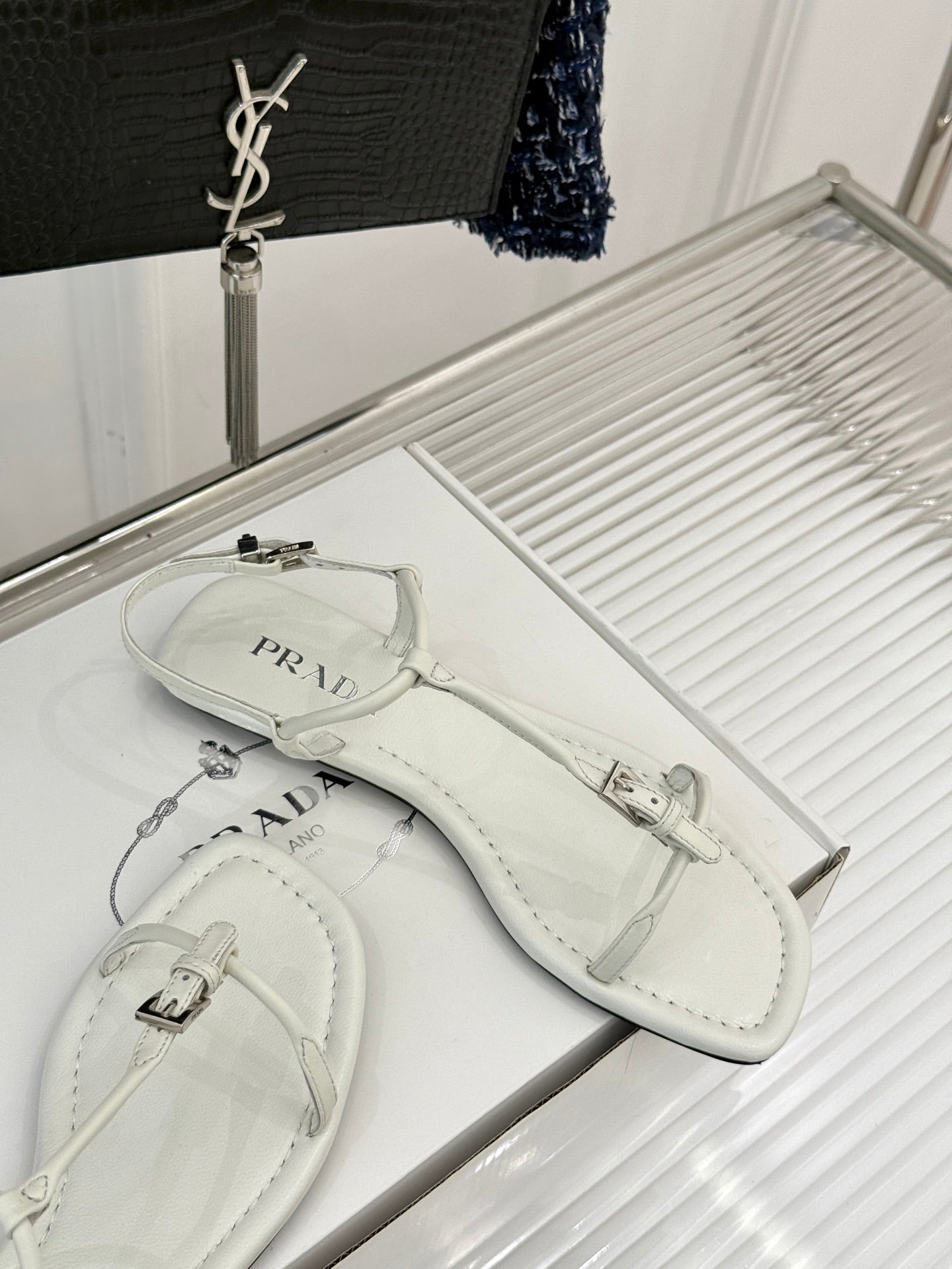 Prada Enameled Elegance Sandals