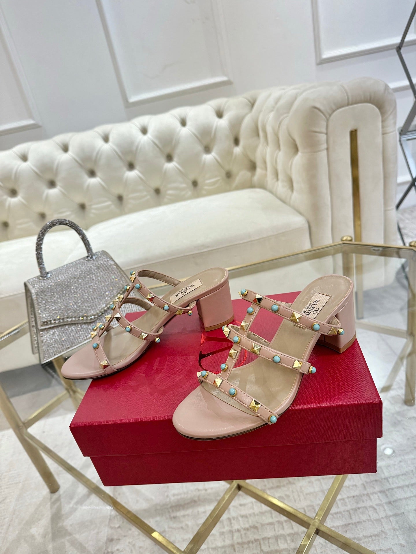 Valentino Cabochon Elegance Slide Sandal