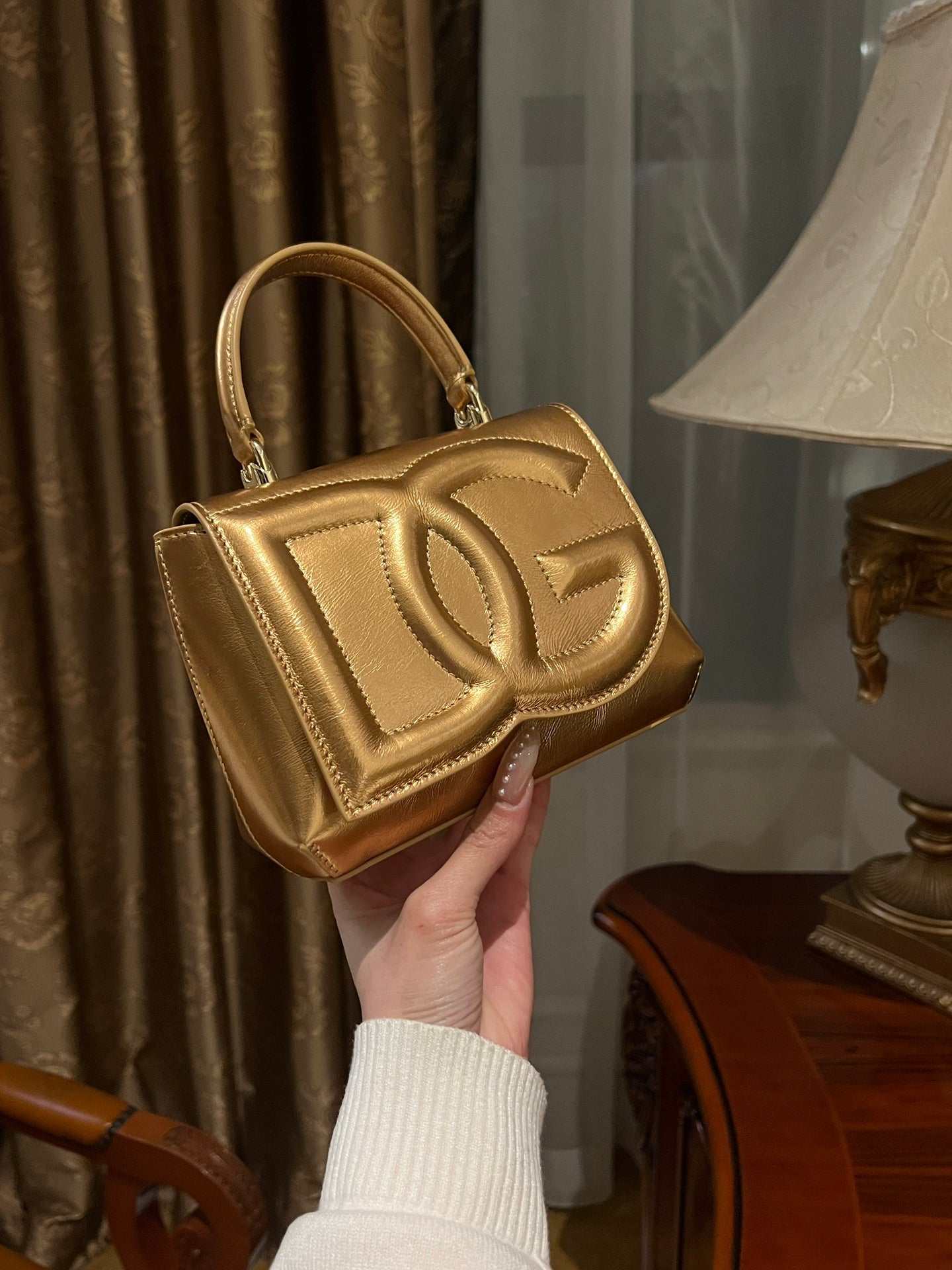 Dolce & Gabbana DG Logo Patent Leather Top-Handle Bag