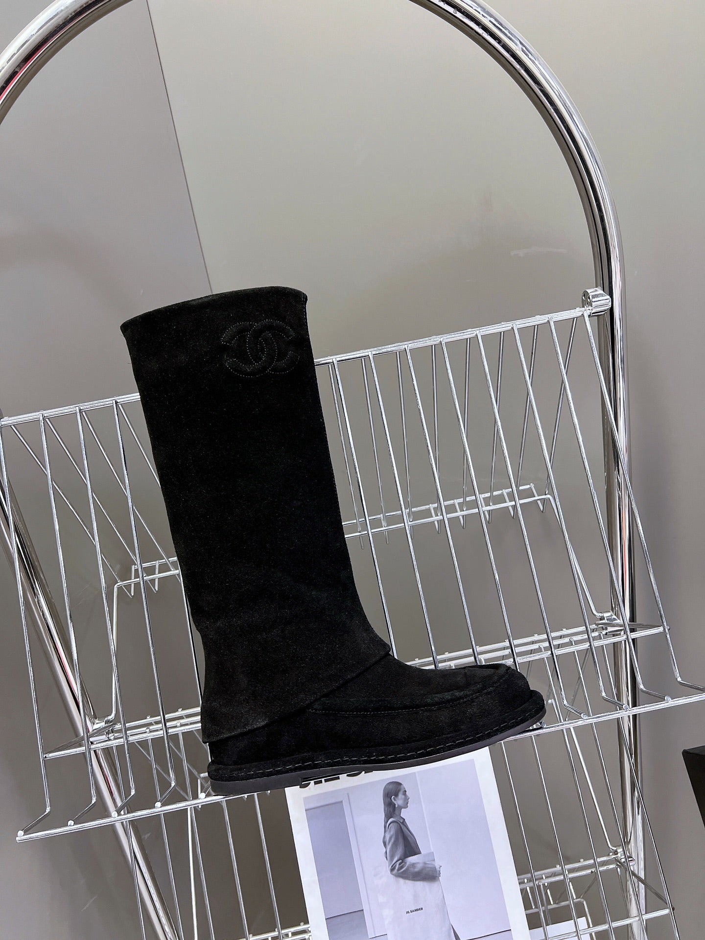 Chanel Shark Lock Biker Ankle Boots In Suede