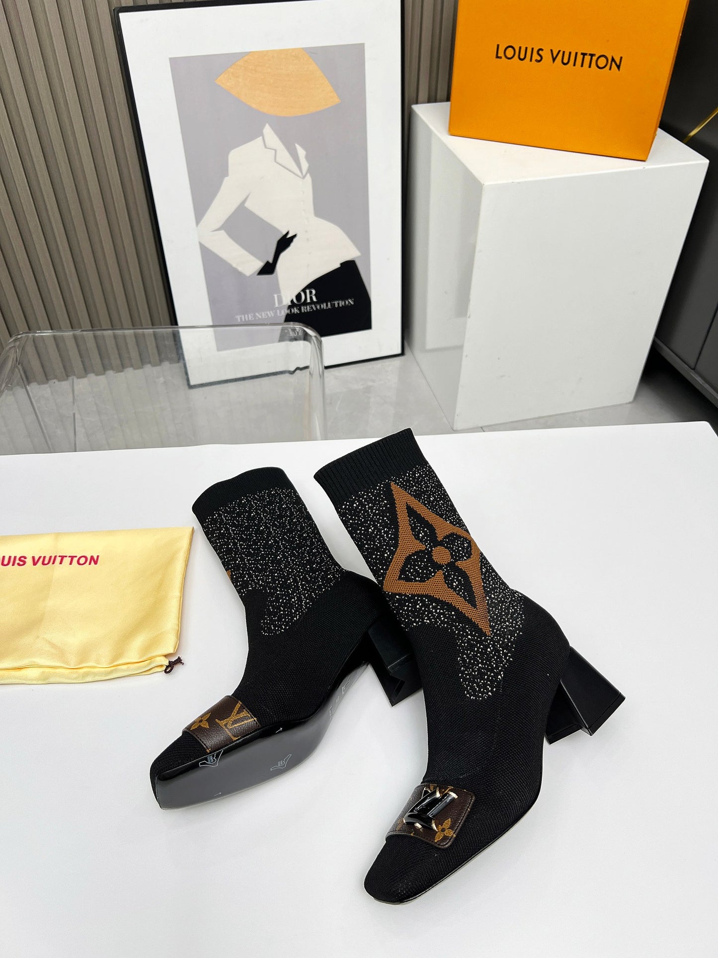 Louis Vuitton Timeless Knit Monogram Ankle Boots