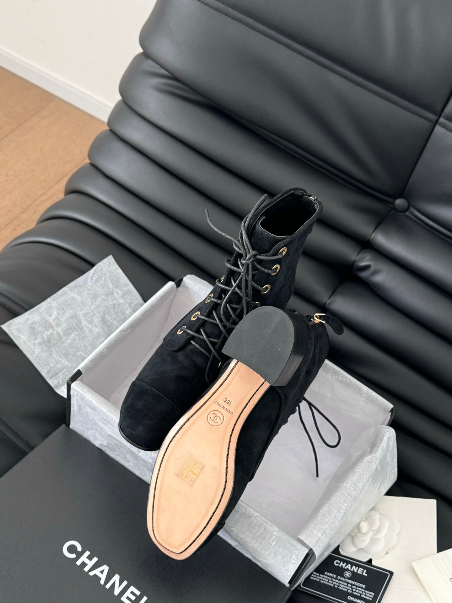 Chanel Elegance Quilted Combat Boots