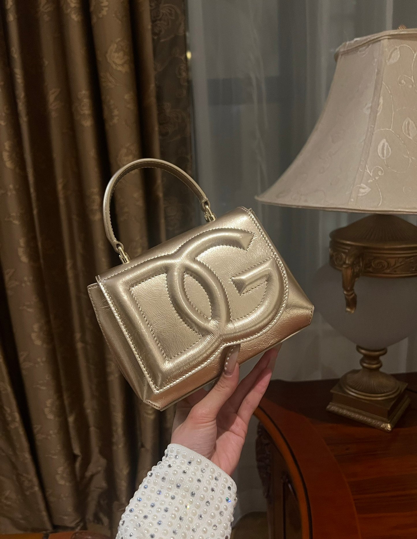 Dolce & Gabbana DG Logo Patent Leather Top-Handle Bag