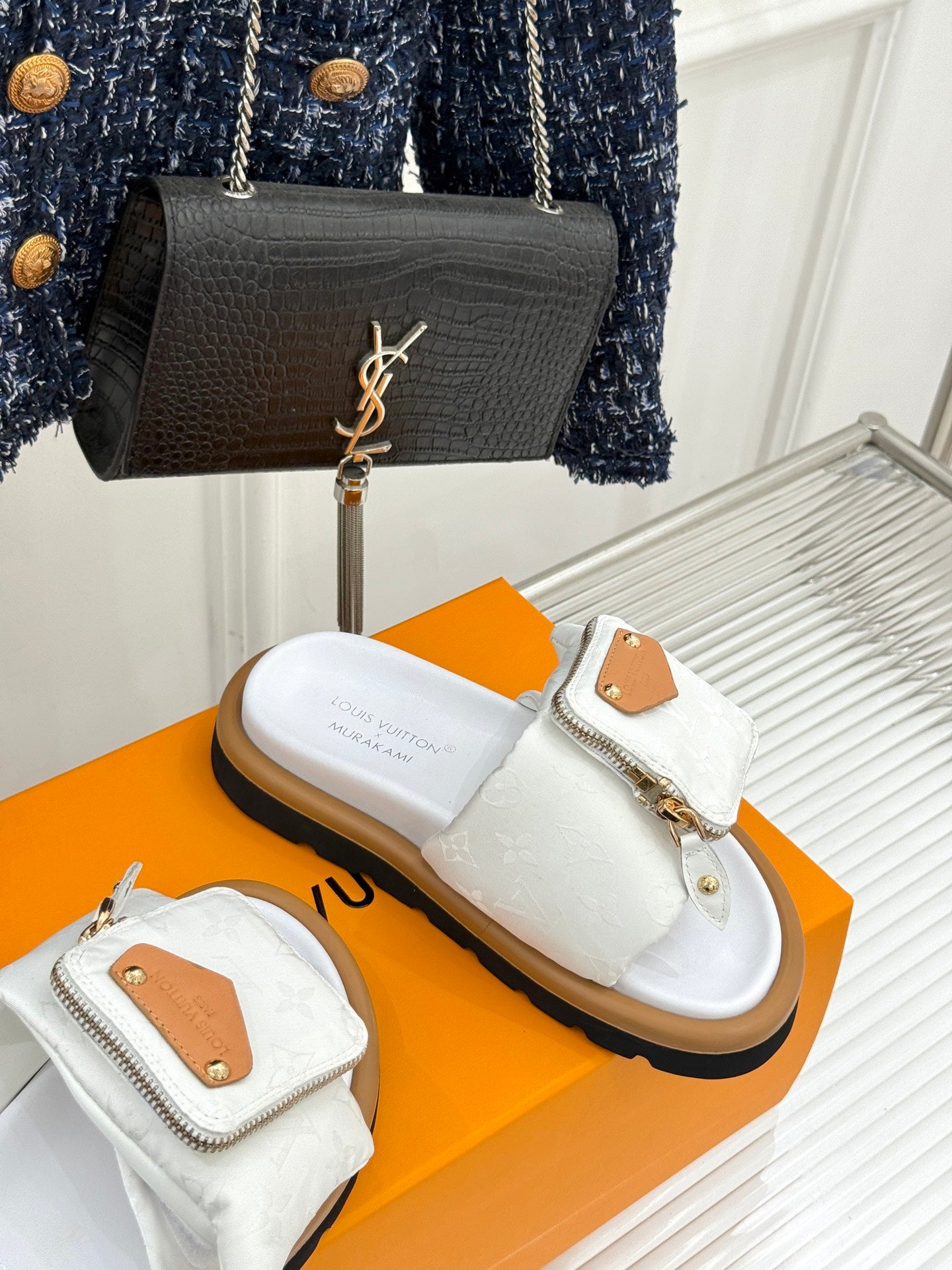 Louis Vuitton x Takashi Murakami-inspired slide sandals