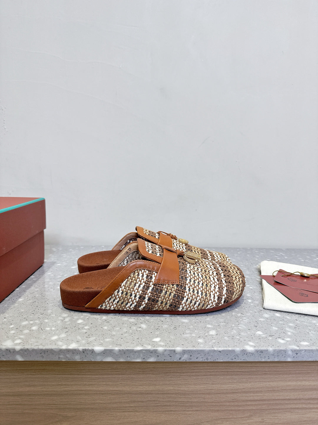 Loro Piana Raffia Tweed Elegance Slides