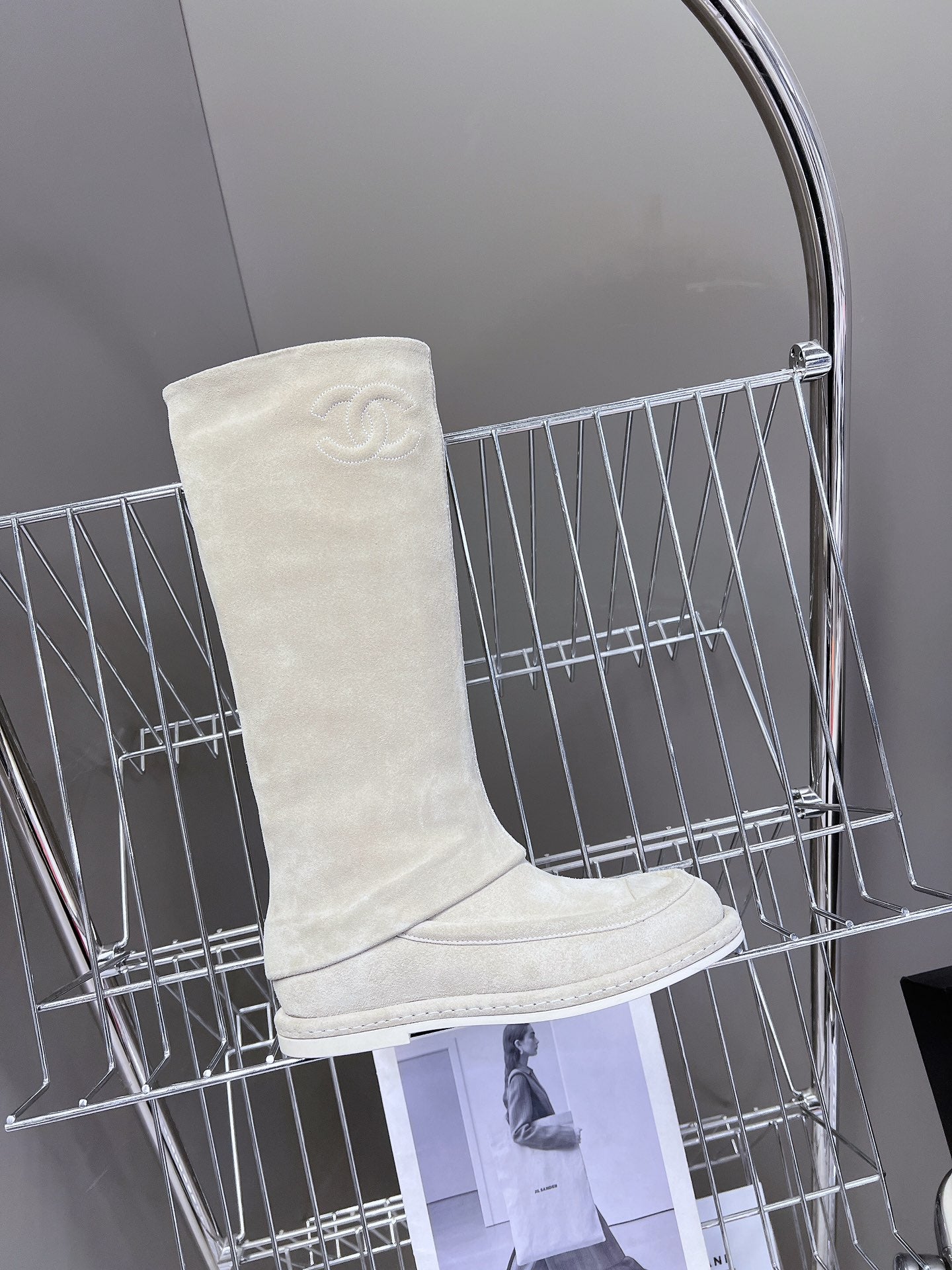 Chanel Shark Lock Biker Ankle Boots In Suede