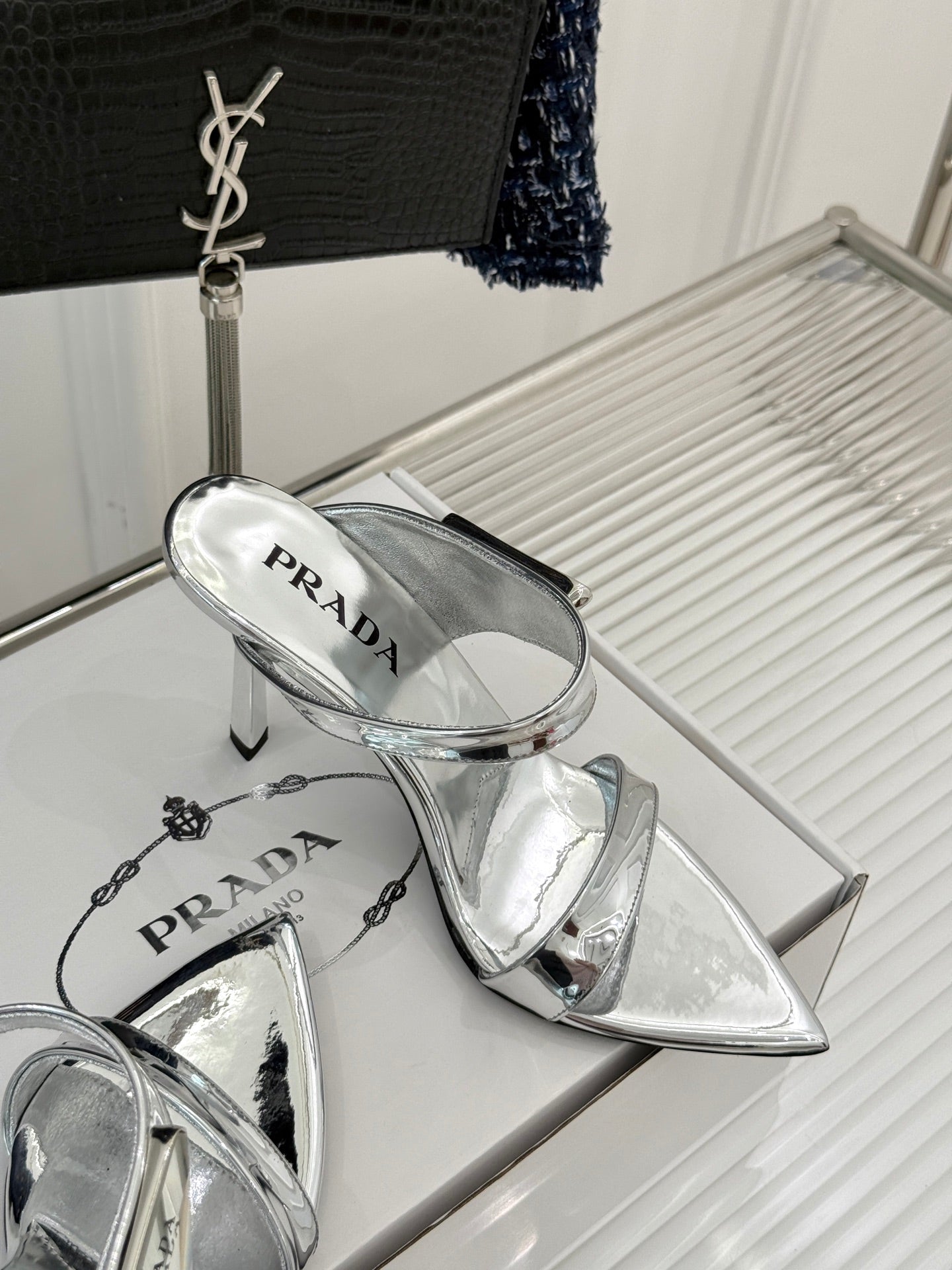 Prada Enameled Elegance Sandals