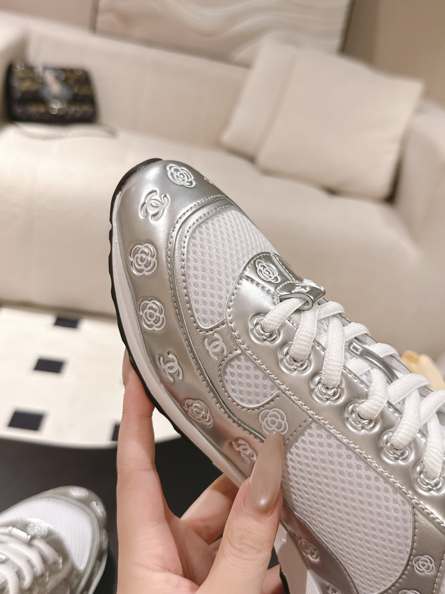 Chanel Tweed Suede Calfskin Sneakers