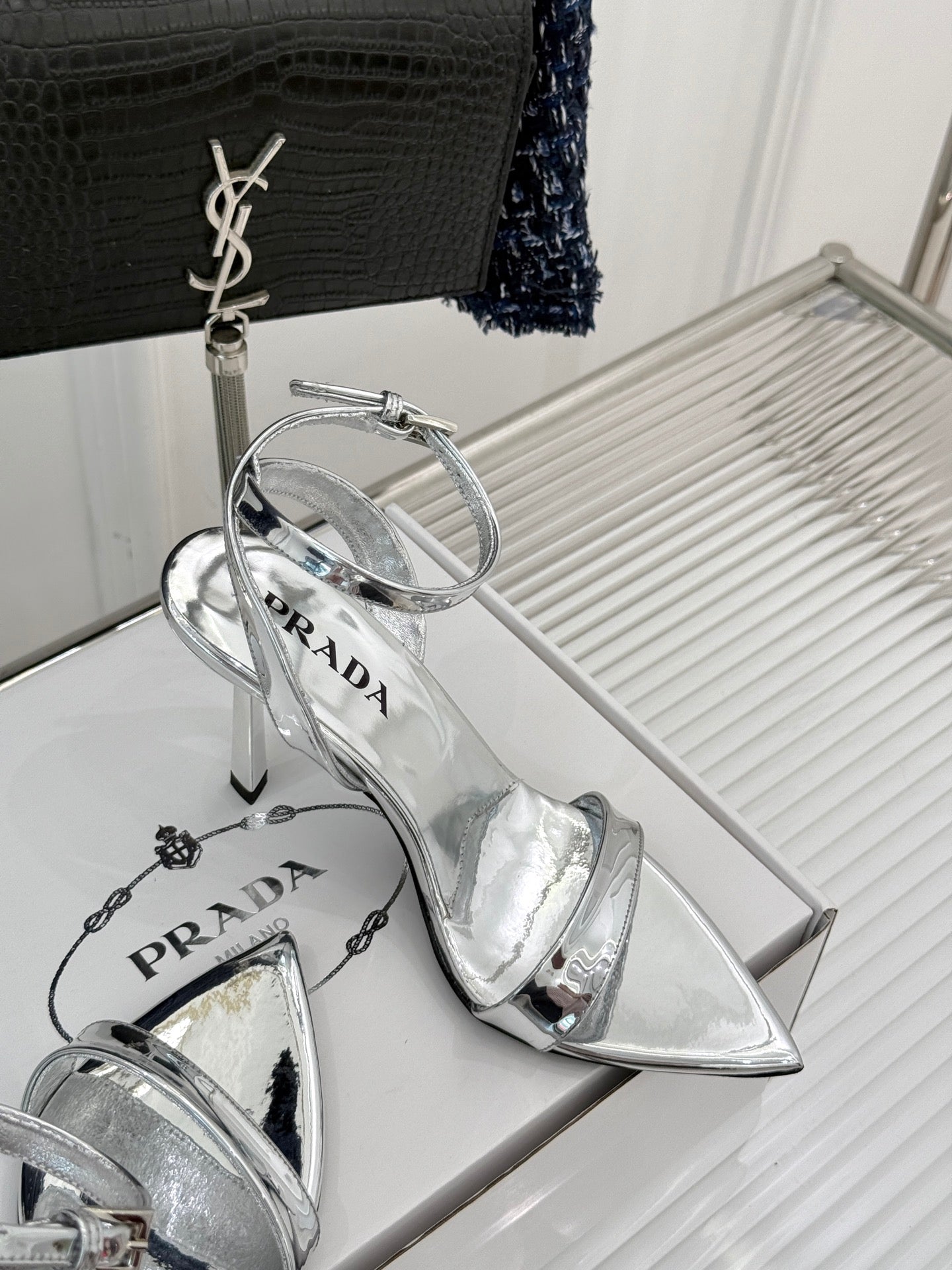 Prada Enameled Elegance Sandals
