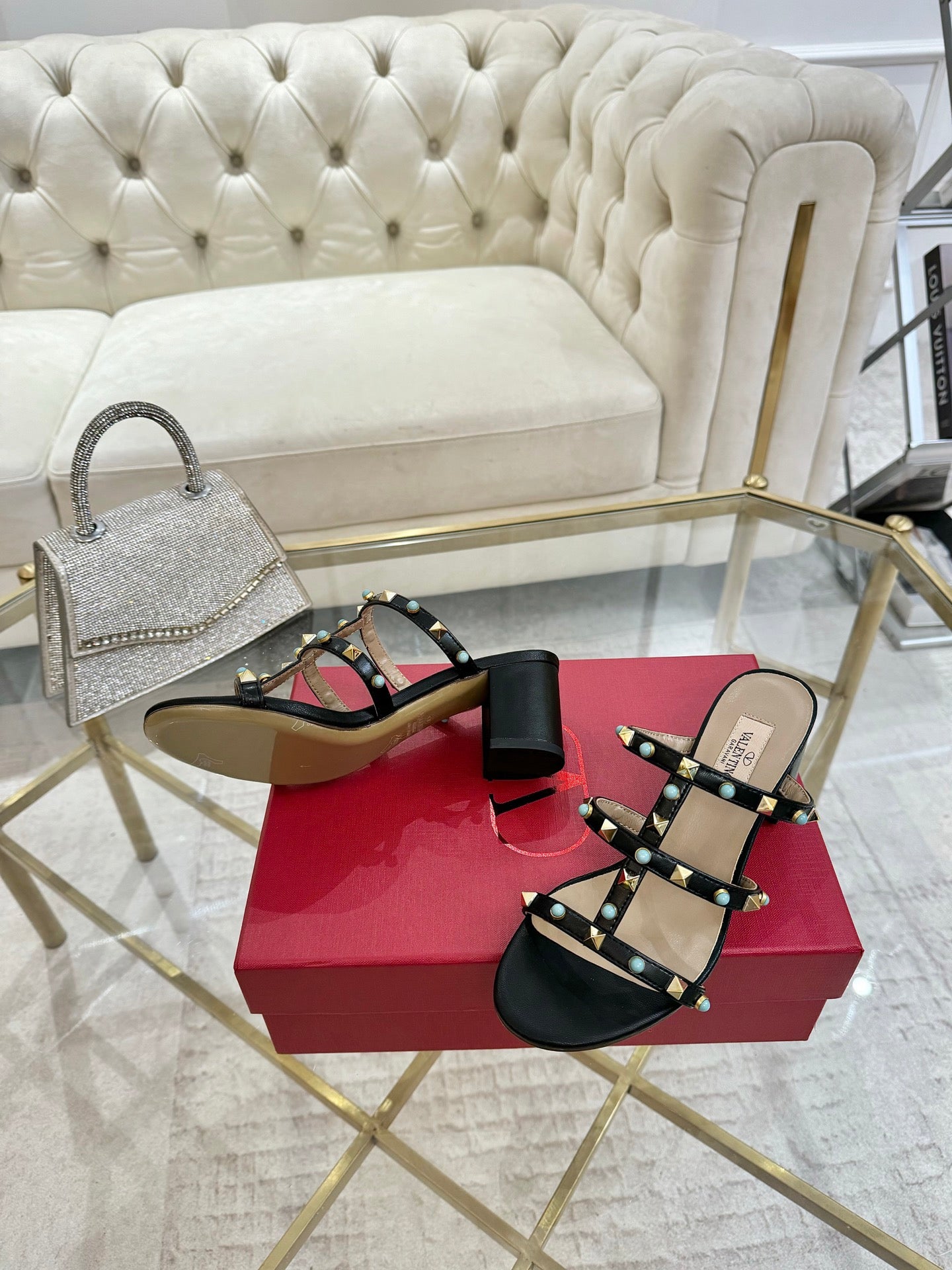 Valentino Cabochon Elegance Slide Sandal