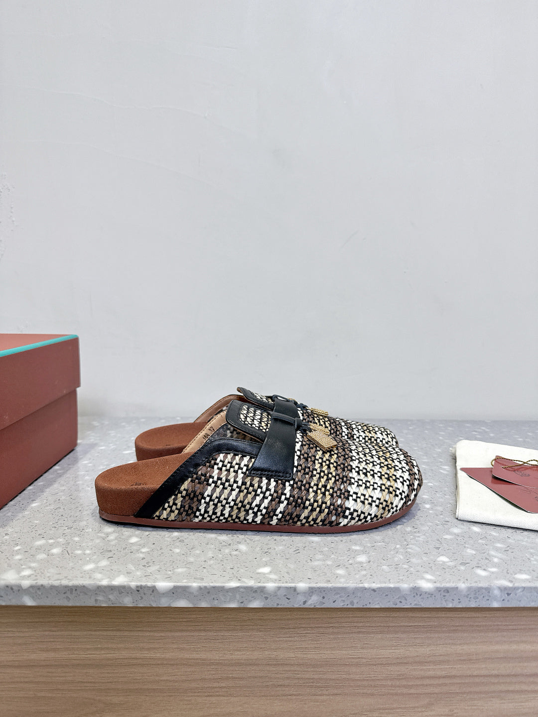 Loro Piana Raffia Tweed Elegance Slides