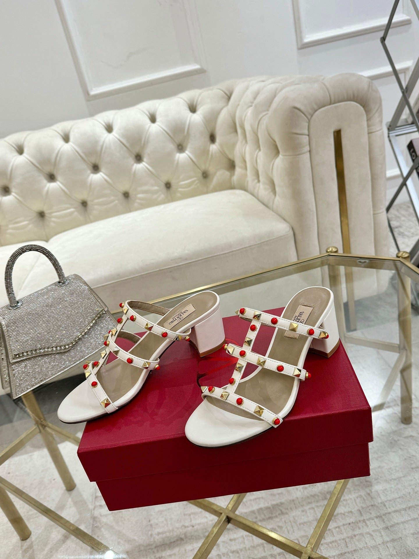 Valentino Cabochon Elegance Slide Sandal