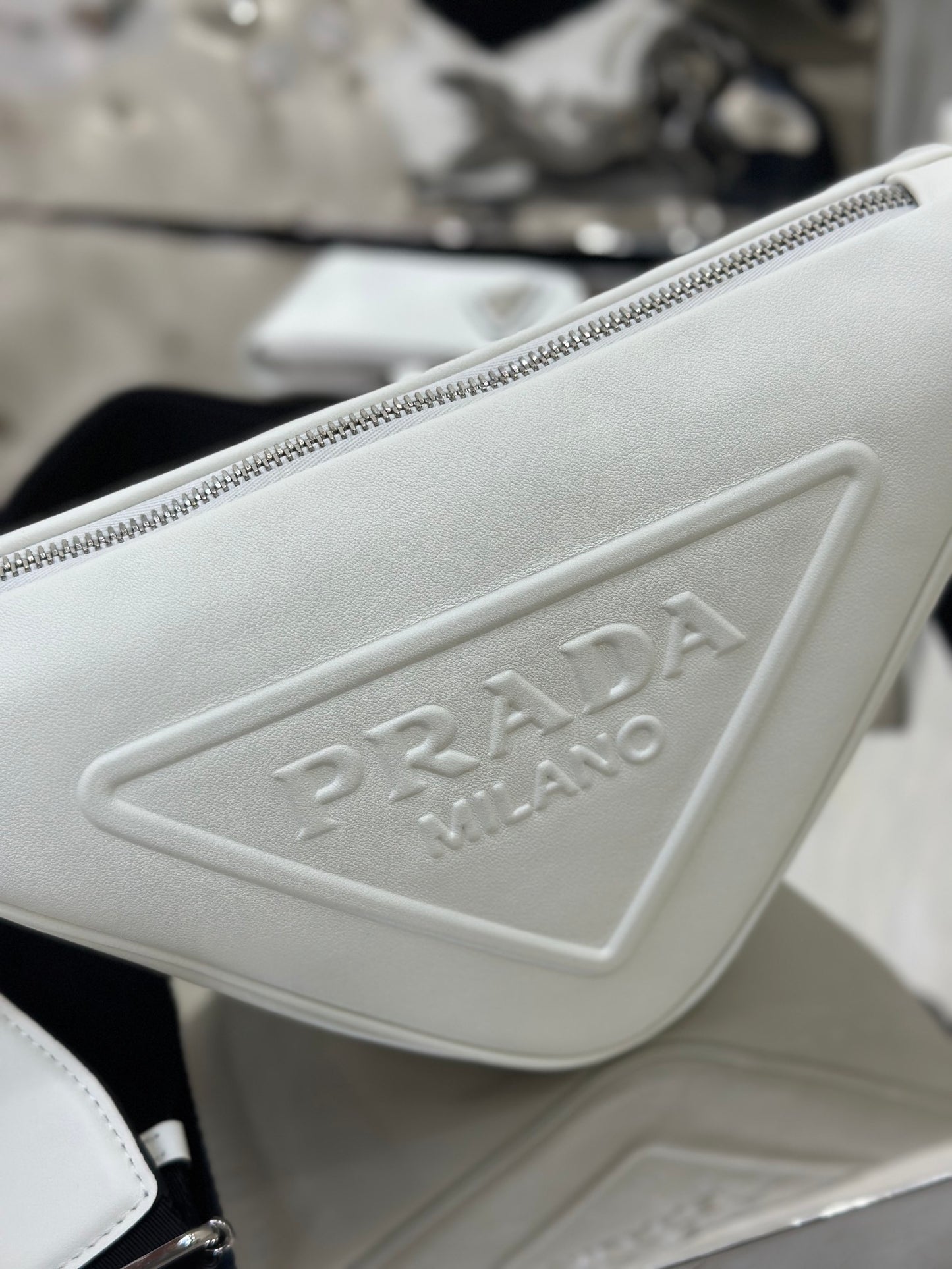 Prada Geometric Elegance Cotton Pouch