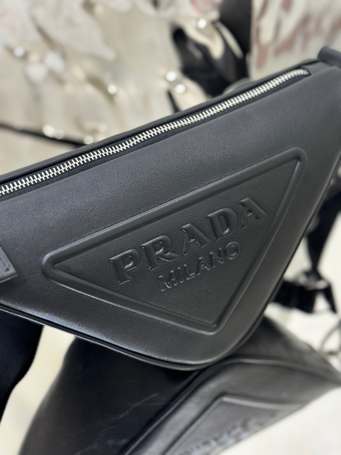 Prada Geometric Elegance Cotton Pouch