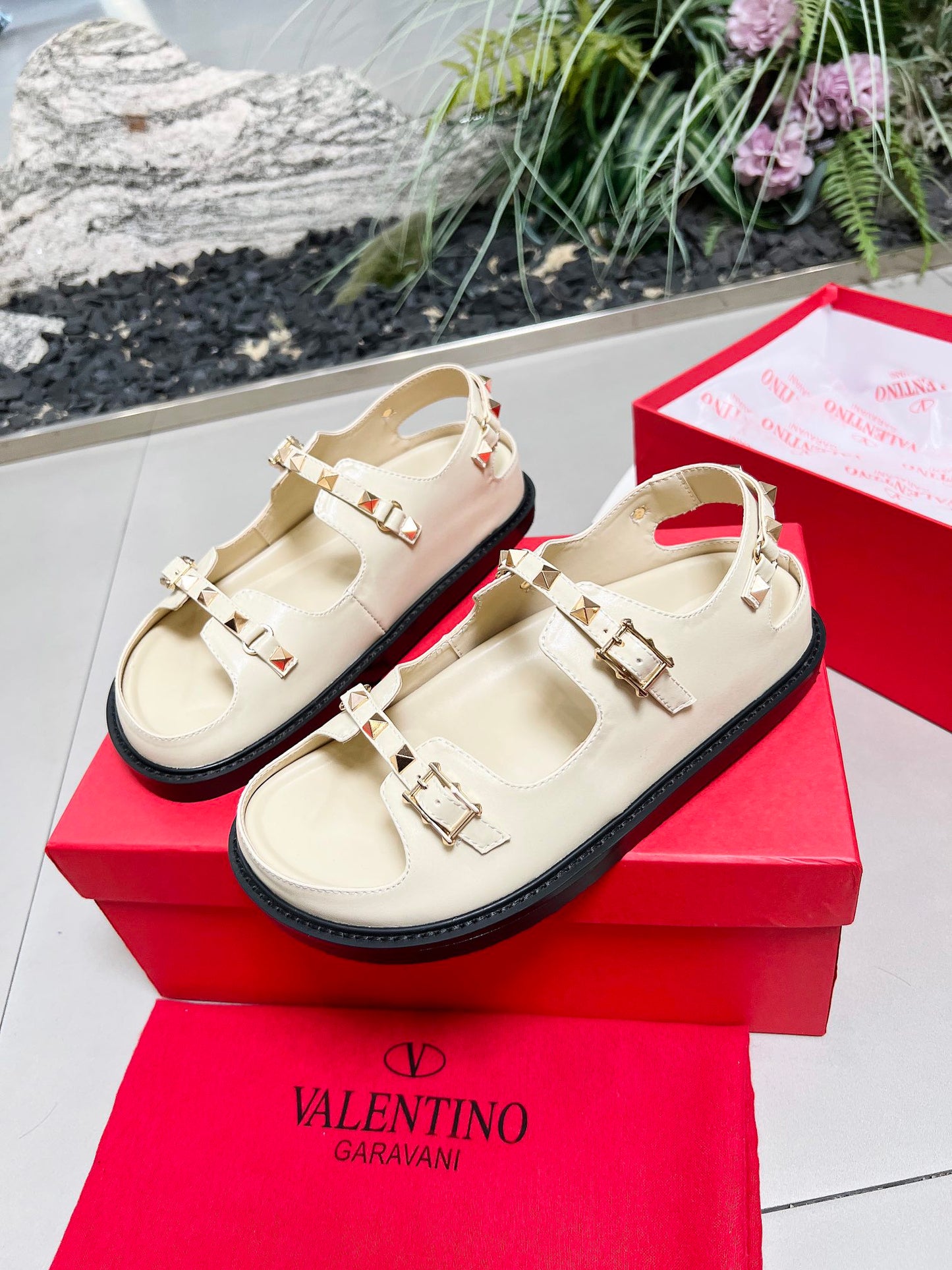 Valentino Cabochon Elegance Slide Sandal