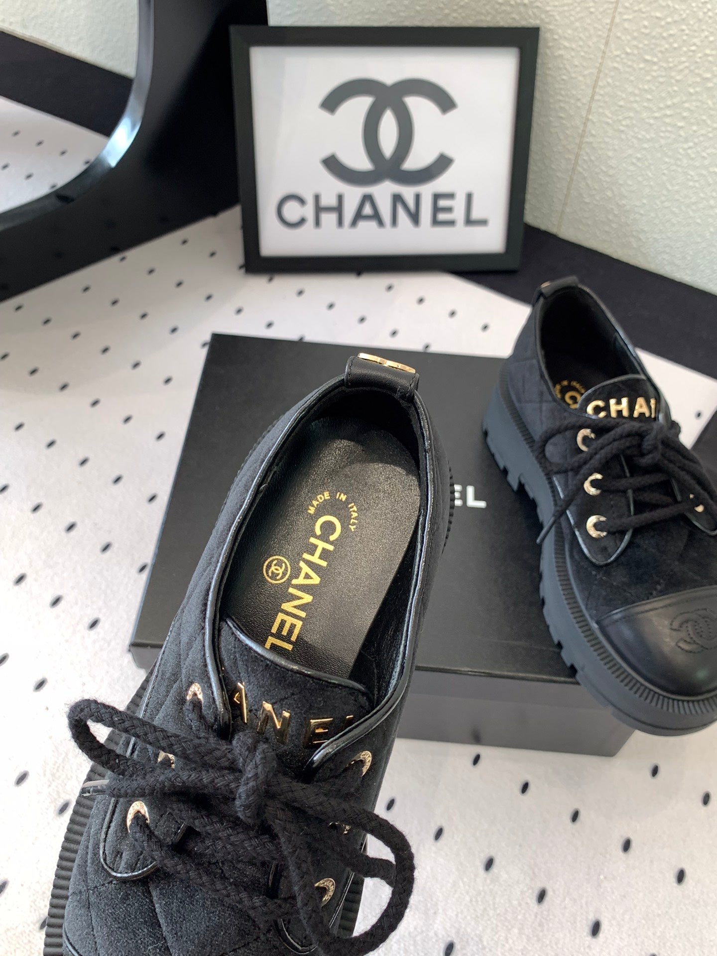 Chanel Elegant Perforated Suede Ankle Boots