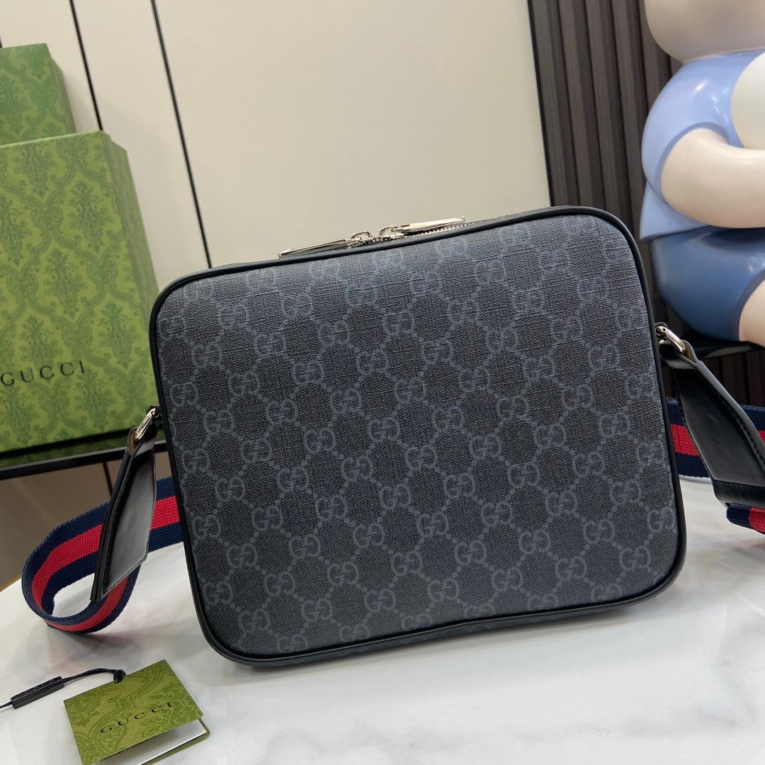 Gucci Small GG Monogram Bag in Gray Canvas