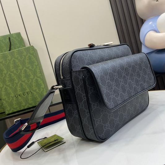 Gucci Small GG Monogram Bag in Gray Canvas
