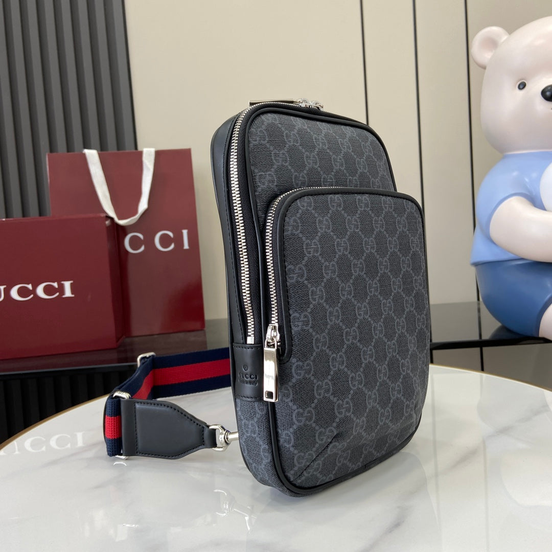 Gucci Small Sling Bag in Gray GG Supreme Canvas