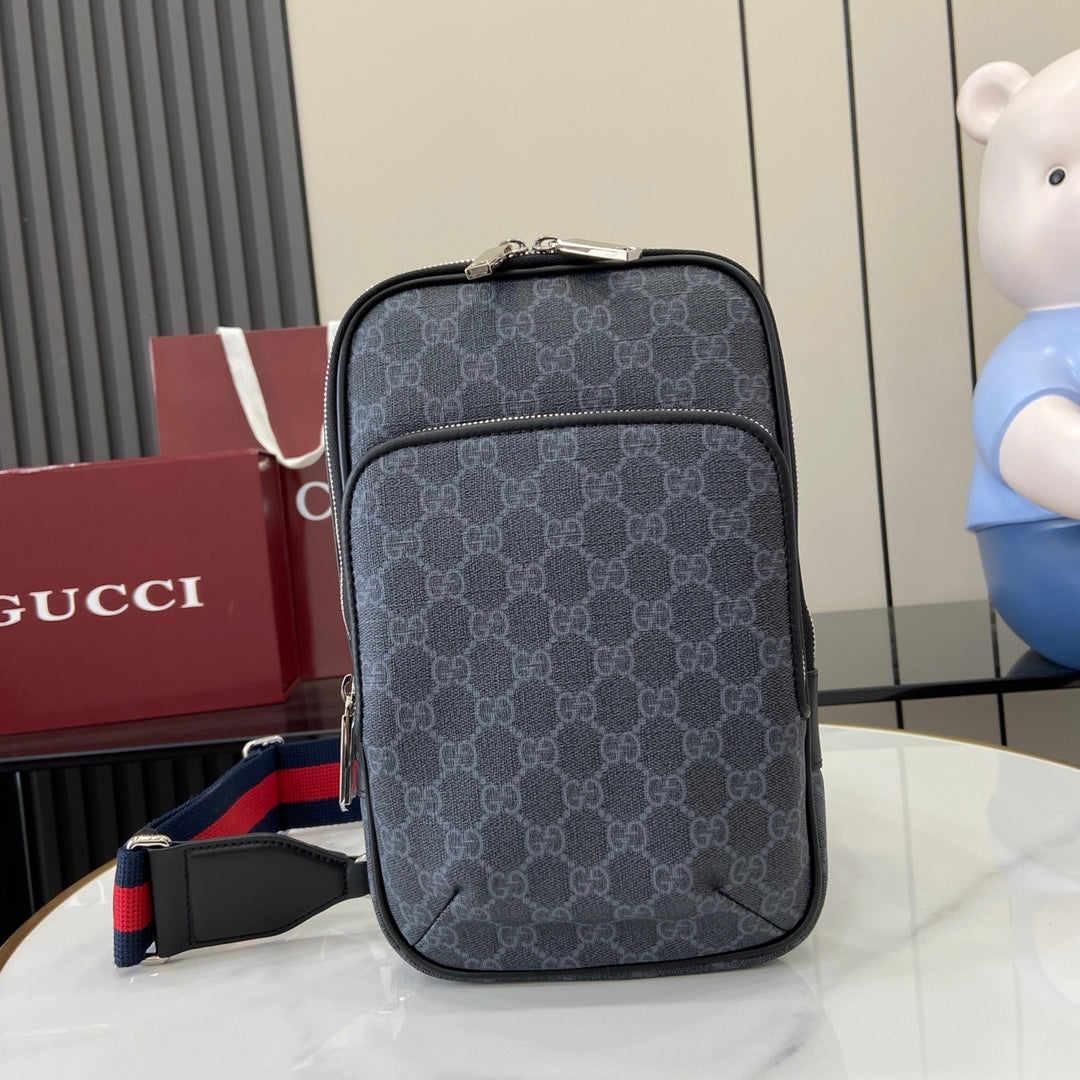 Gucci Small Sling Bag in Gray GG Supreme Canvas