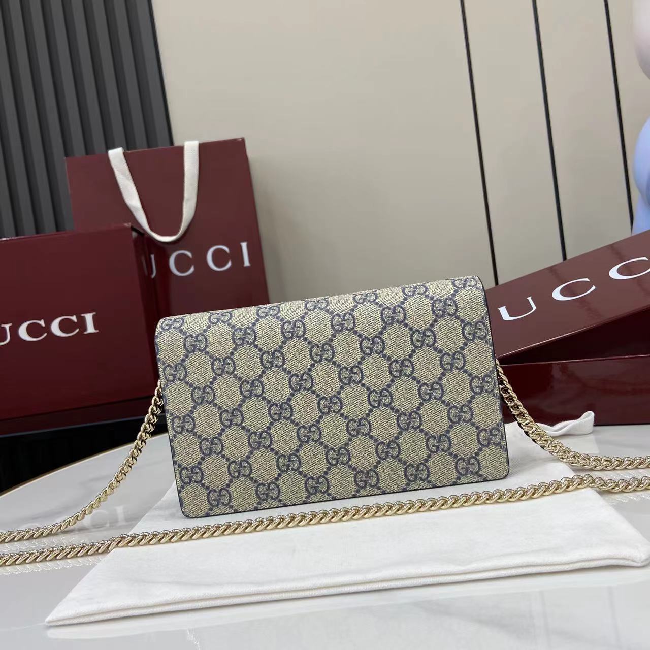 GG Marmont Bi-Color Wallet On Chain